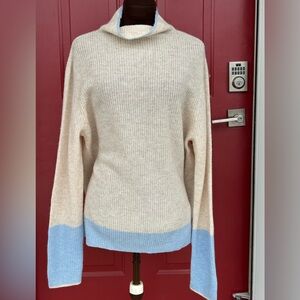 NWT GRIFFEN sXL cashmere/wool mock neck-beige/lt blue-ltwt-from Nordstrom